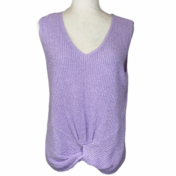 Marled Sweaters - TU-Marled lavender twist front sleeveless sweater